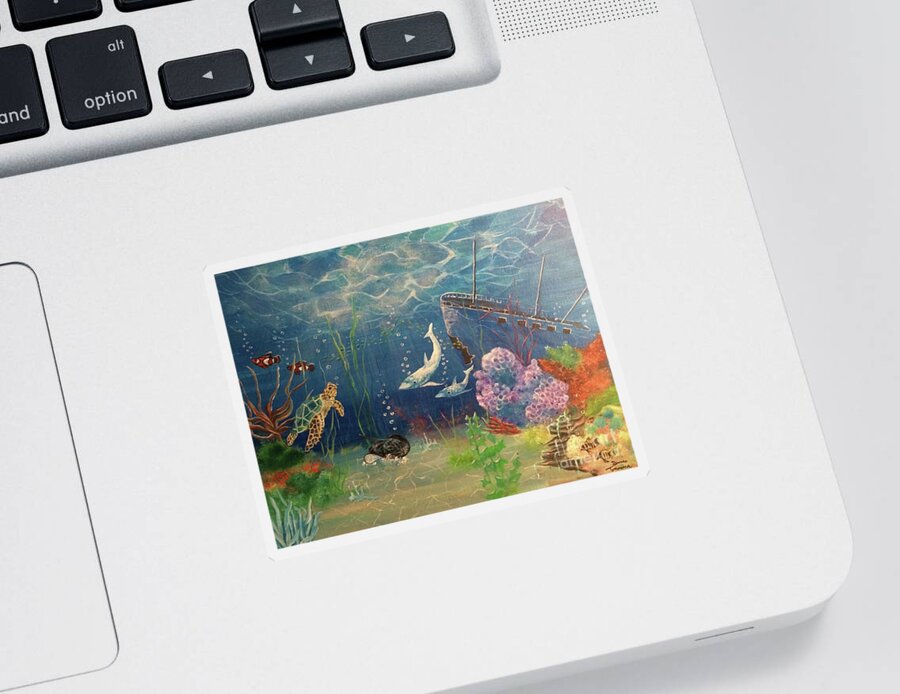 Sea Sticker featuring the painting Under The Sea by Denise Tomasura