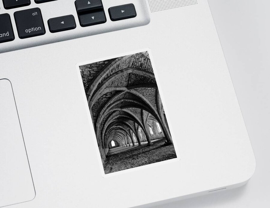 Monochrome Photography Sticker featuring the photograph Under the vaults. Vertical. by Elena Perelman