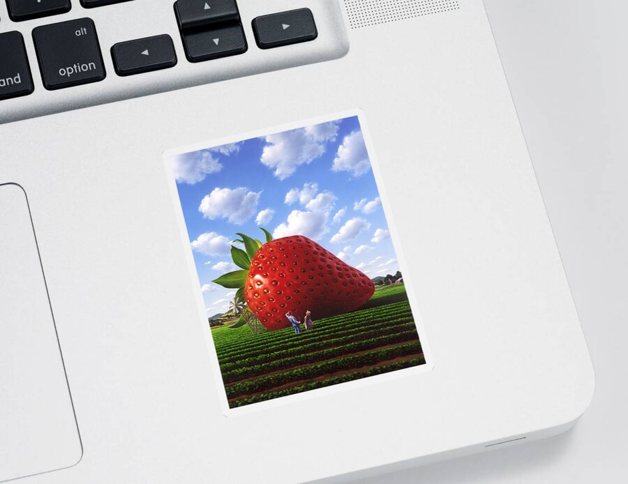 Strawberry Sticker featuring the painting Unexpected Growth by Jerry LoFaro