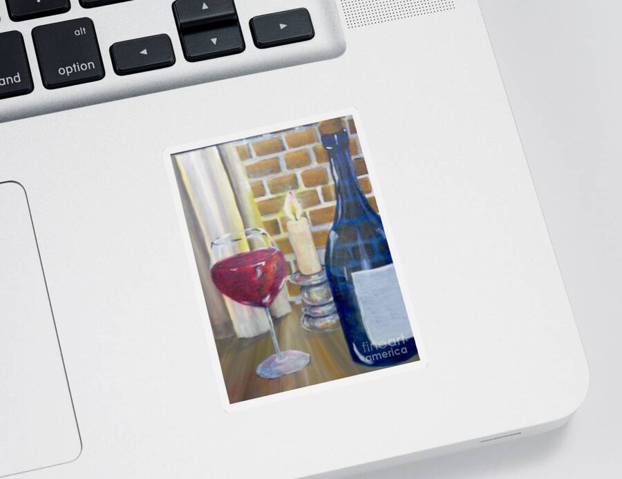 Wine Sticker featuring the painting Unwind by Saundra Johnson