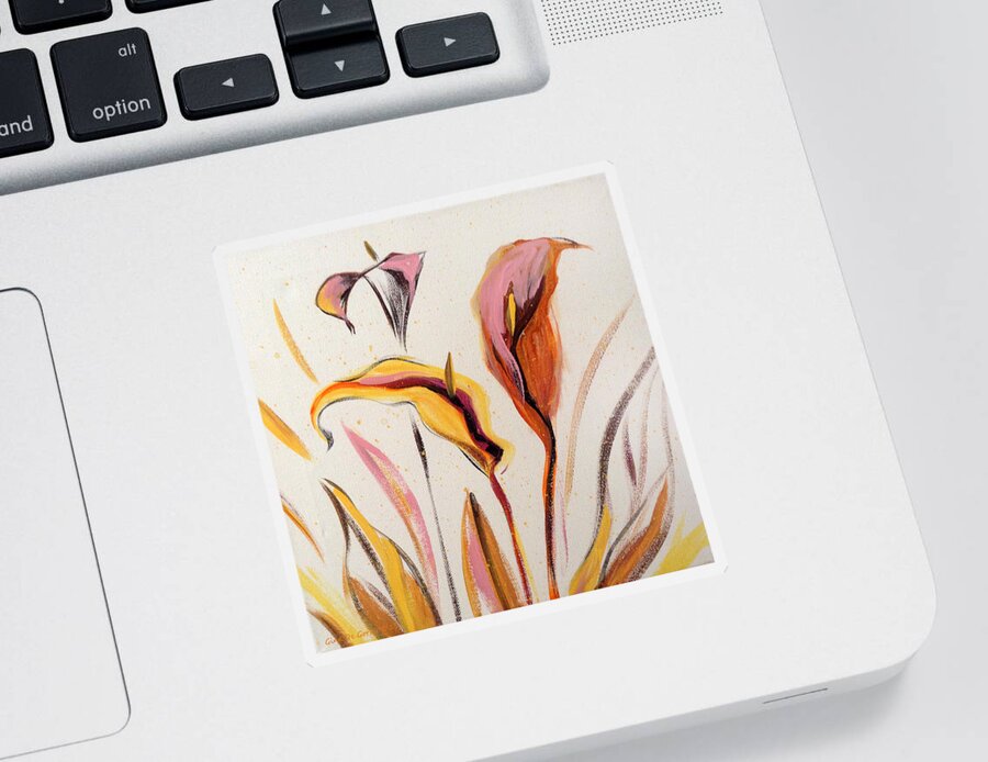 Flower Sticker featuring the painting Up - Abstract Flower Painting by Gina De Gorna