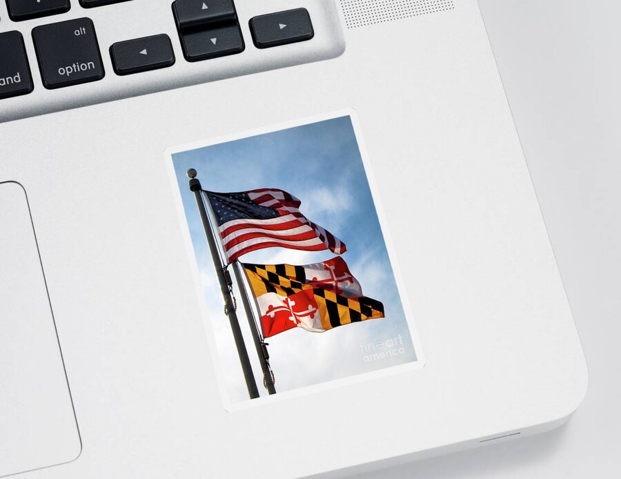 Flag Sticker featuring the photograph US and Maryland Flags by William Kuta