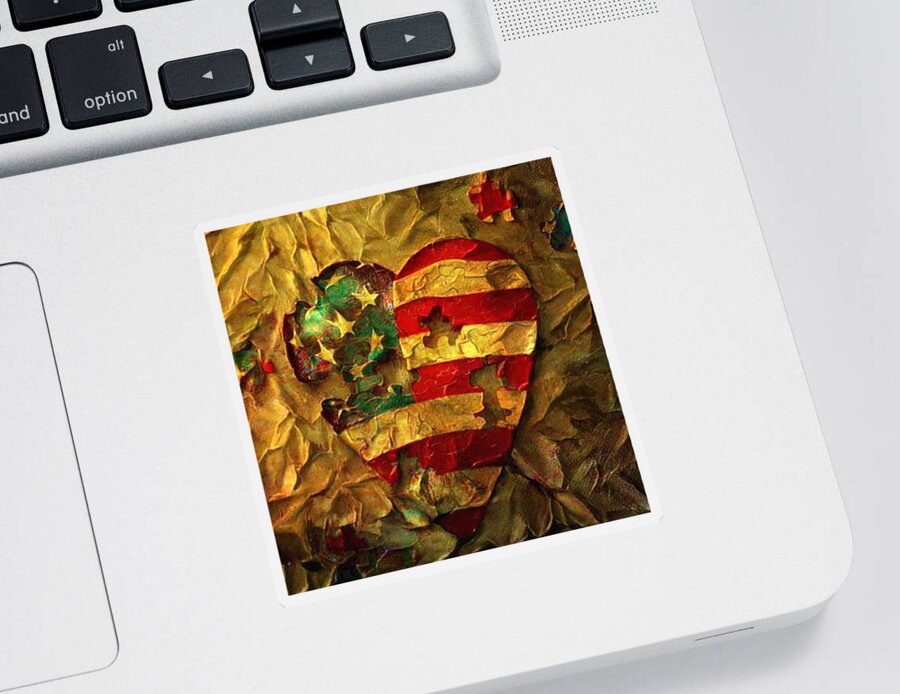 Patriotism Sticker featuring the digital art USA heart by Bruce Rolff