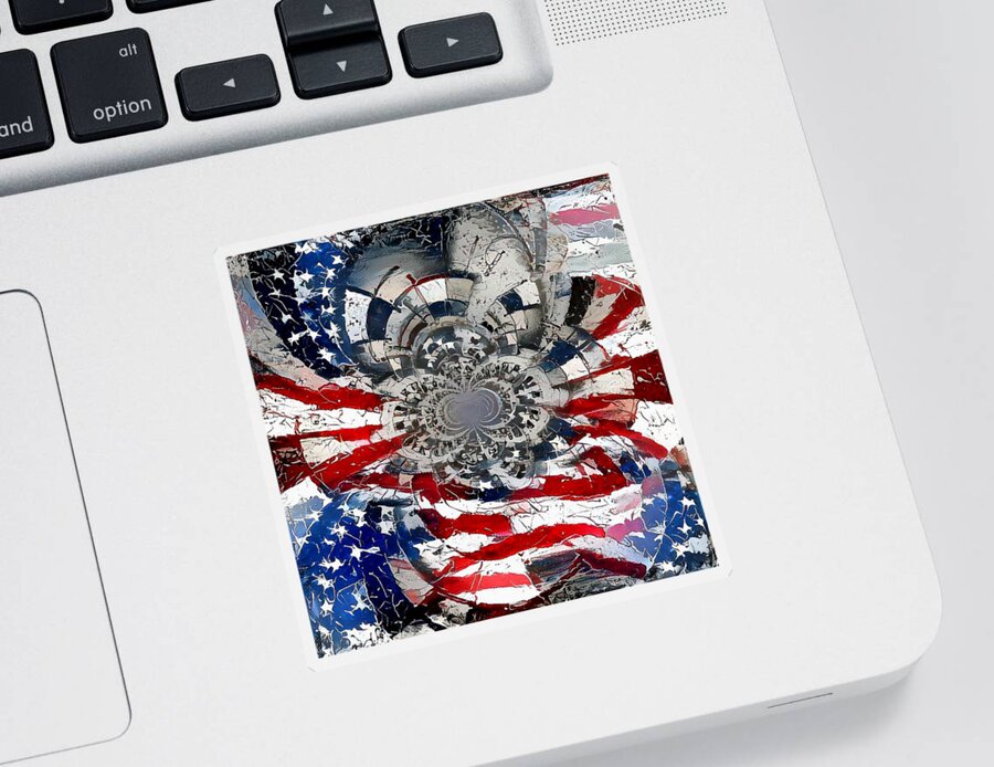 Fractal Sticker featuring the digital art USA Patriot by Bruce Rolff