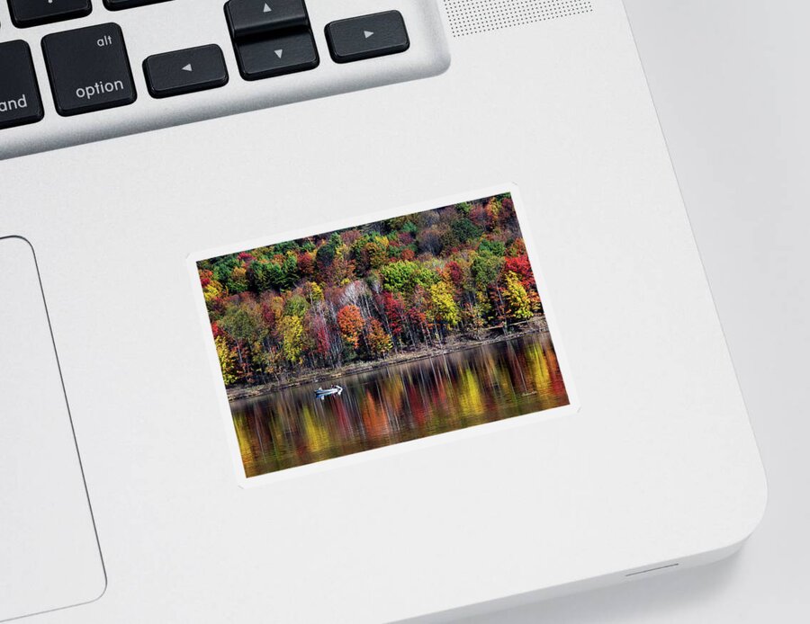 Fall Sticker featuring the photograph Vanishing Autumn Reflection Landscape by Christina Rollo