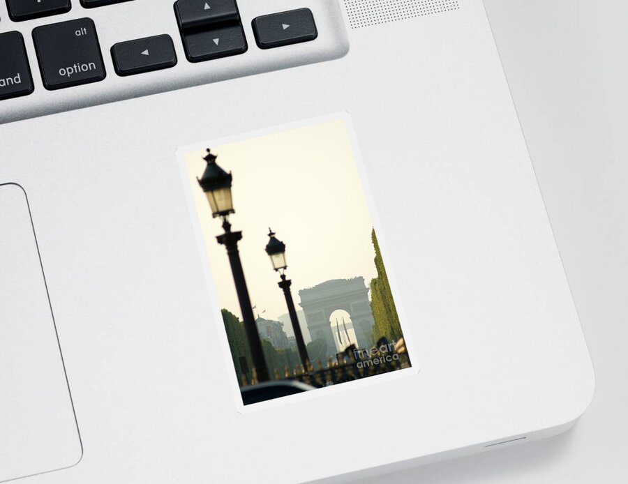 Paris Sticker featuring the photograph View of Arc de Triomphe by Christine Jepsen