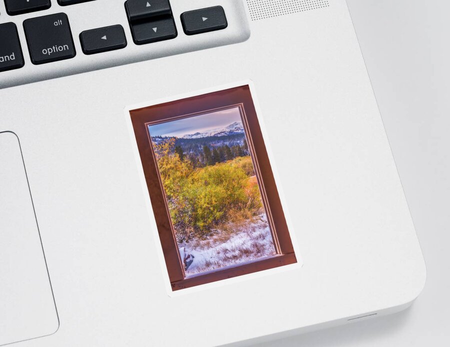 Landscape Sticker featuring the photograph View Out The Frame of a Broken Window by Marc Crumpler