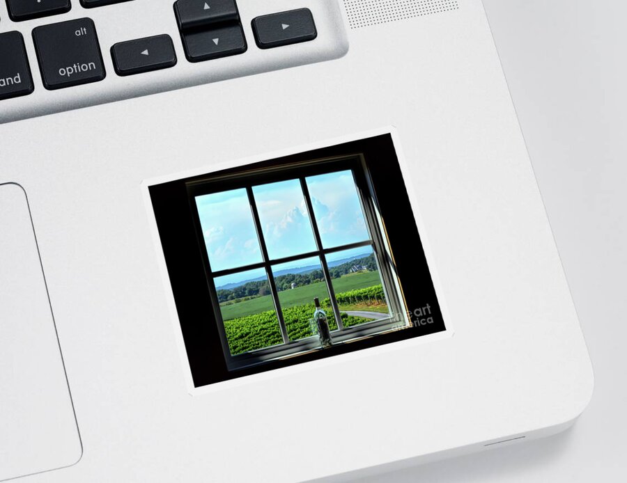 Vineyard Sticker featuring the photograph View Through The Window by Kerri Farley