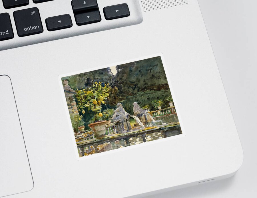 Sargent Sticker featuring the painting Villa di Marlia Lucca A Fountain by John Singer Sargent