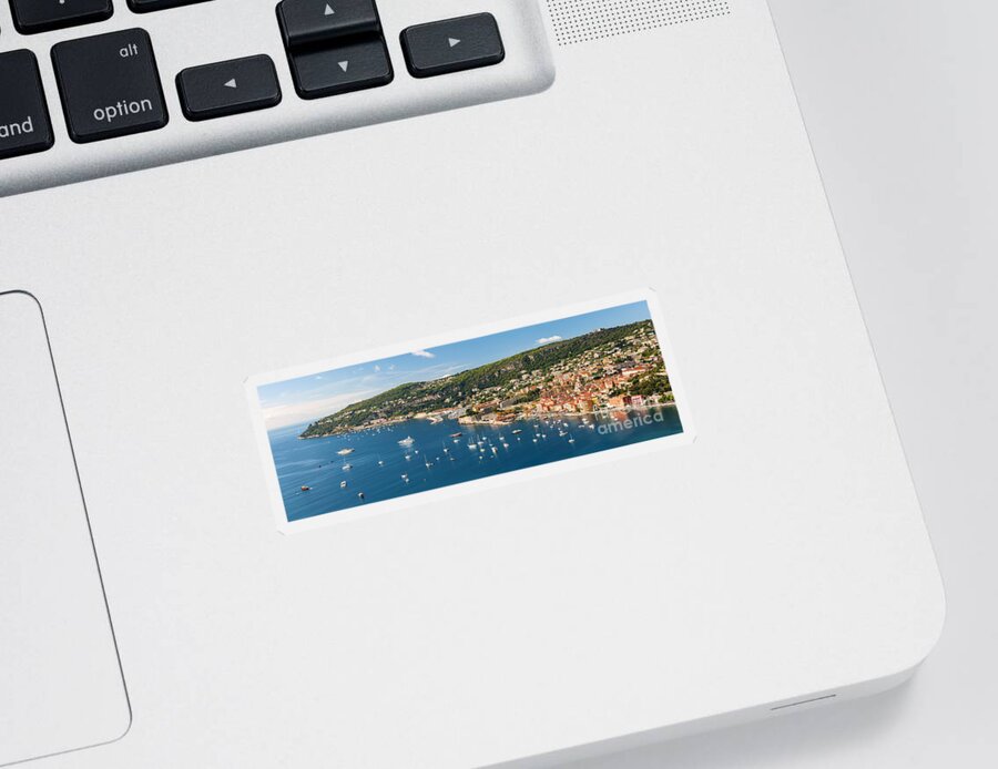 Villefranche-sur-mer Sticker featuring the photograph French Riviera panorama by Elena Elisseeva