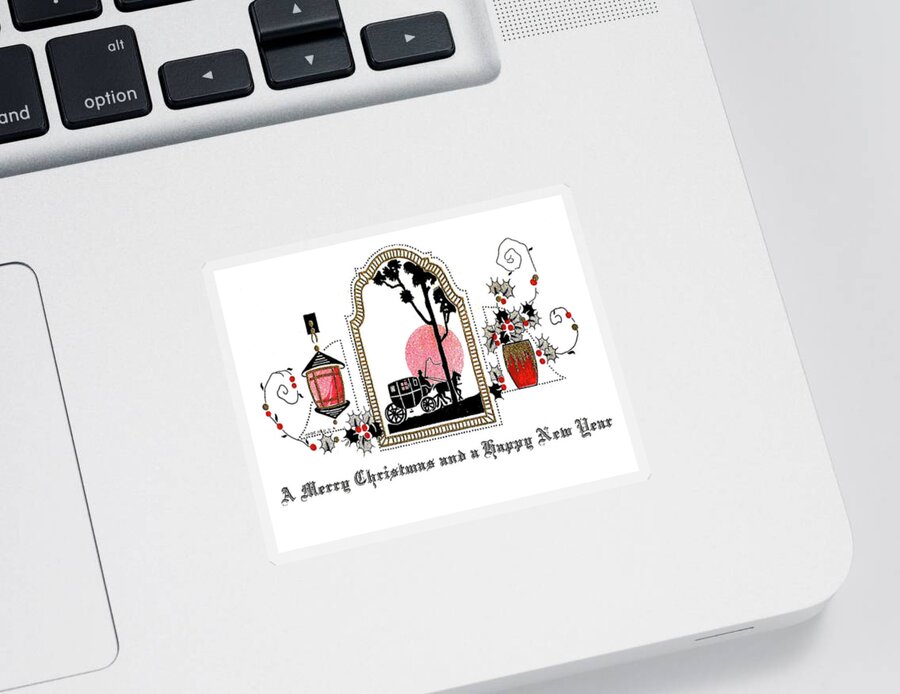 Romantic Sticker featuring the digital art Vintage holiday romantic greeting by Long Shot