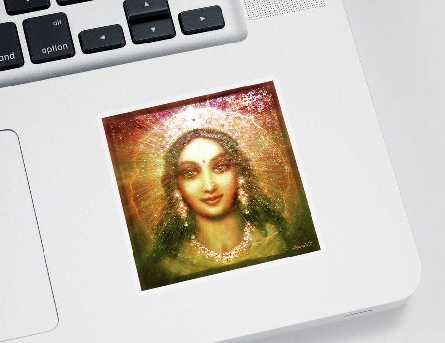Goddess Painting Sticker featuring the mixed media Vision of the Goddess by Ananda Vdovic
