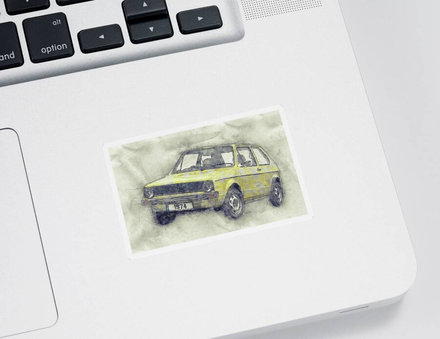 Volkswagen Golf Sticker featuring the mixed media Volkswagen Golf 1 - Small Family Car - 1974 - Automotive Art - Car Posters by Studio Grafiikka