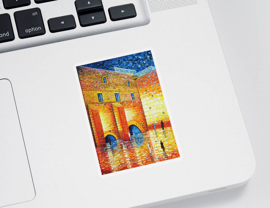 Western Wall Sticker featuring the painting Wailing Wall original palette knife painting by Georgeta Blanaru