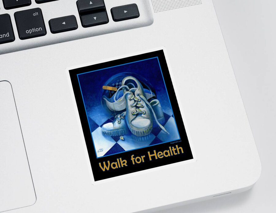 Surrealism Sticker featuring the painting Walk for Health Poster by Roger Calle