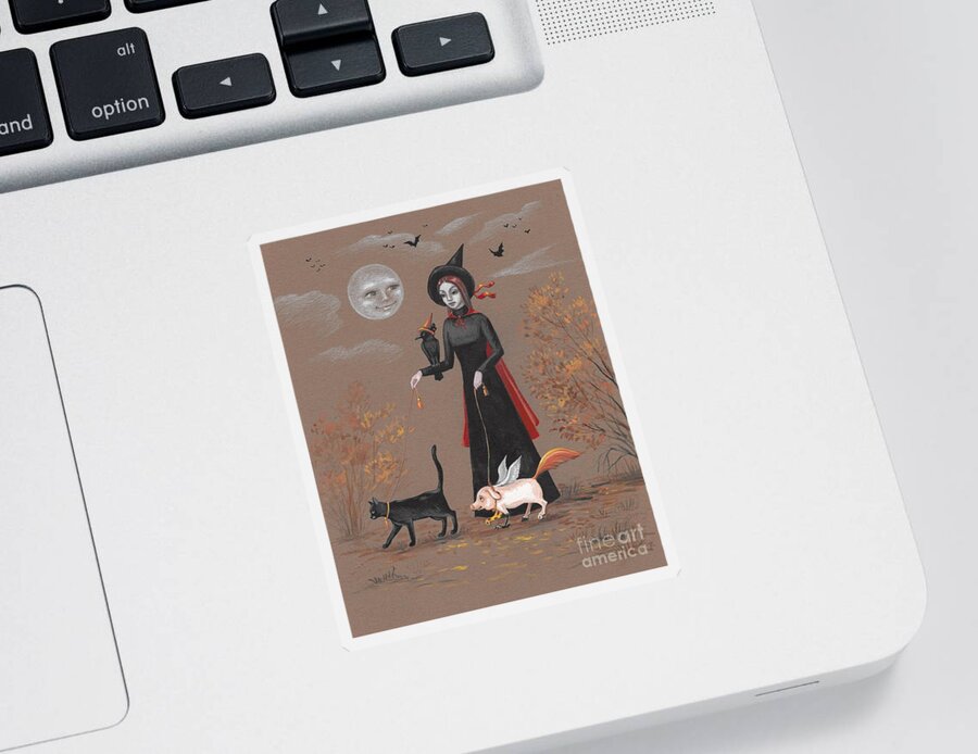 Print Sticker featuring the painting Walking With The Pets by Margaryta Yermolayeva