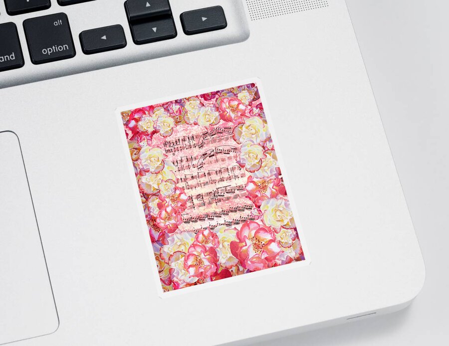 Waltz Sticker featuring the painting Waltz Of The Flowers Sweet Roses by Irina Sztukowski