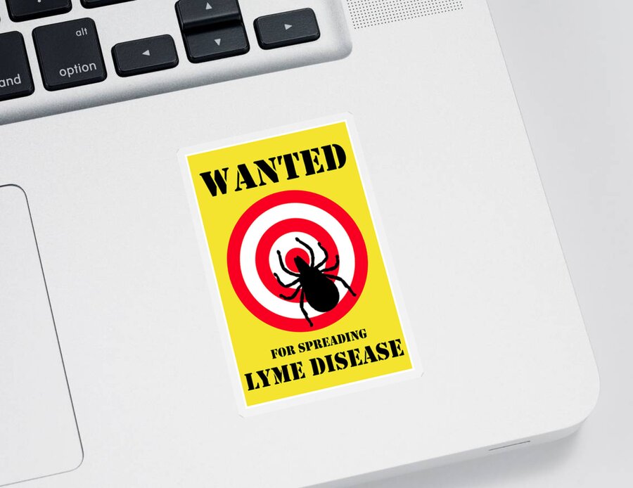 Richard Reeve Sticker featuring the digital art Wanted for Spreading Lyme Disease by Richard Reeve