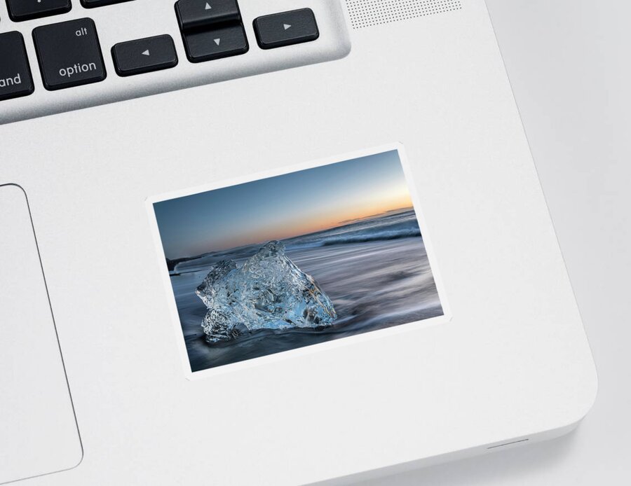 Landscape Sticker featuring the photograph Washed Up Ice at Dawn by Scott Cunningham