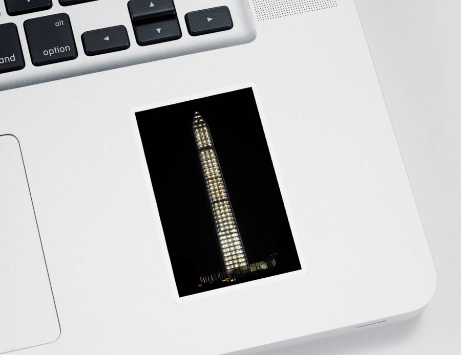 Lights Sticker featuring the photograph Washington Monument in Repair by Ed Clark
