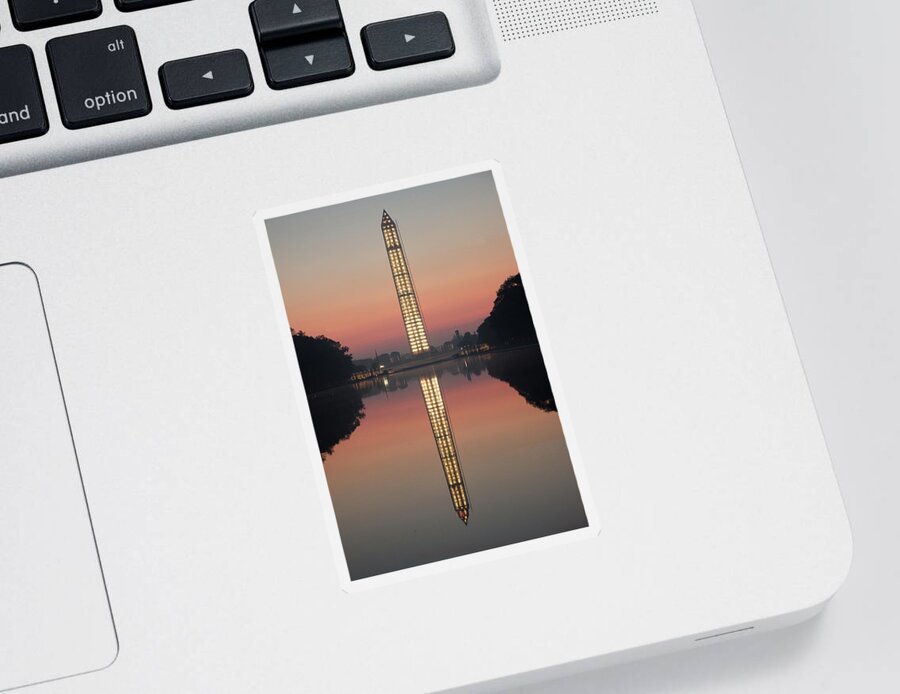 Sky Sticker featuring the photograph Washington Monument at Dawn by Ed Clark
