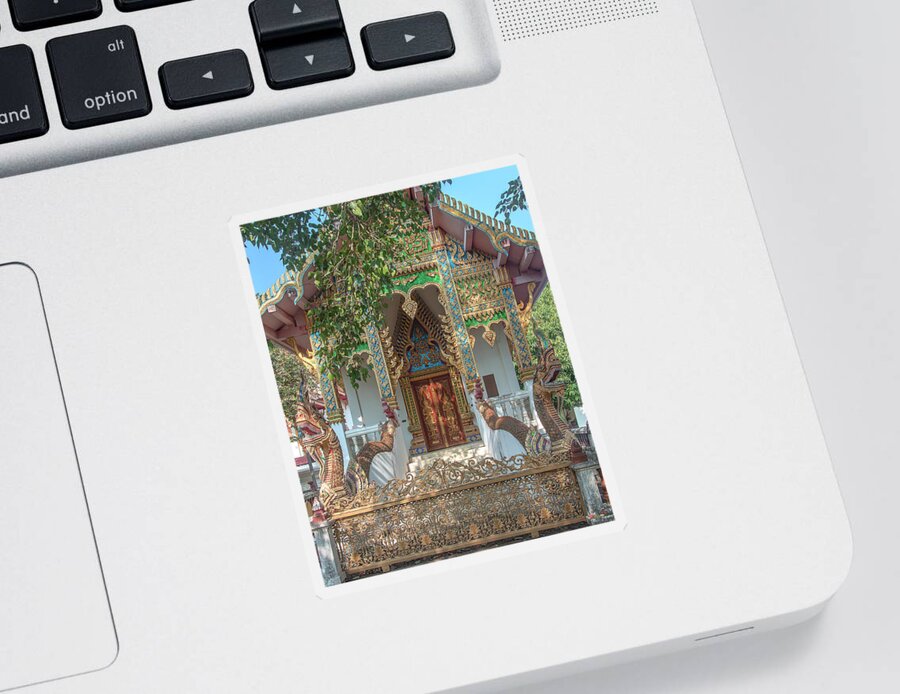 Scenic Sticker featuring the photograph Wat Nam Phueng Phra Ubosot Entrance DTHLA0012 by Gerry Gantt