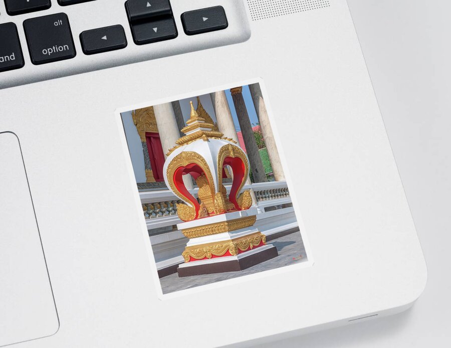 Temple Sticker featuring the photograph Wat Photharam Phra Ubosot Boundary Stone DTHNS0080 by Gerry Gantt