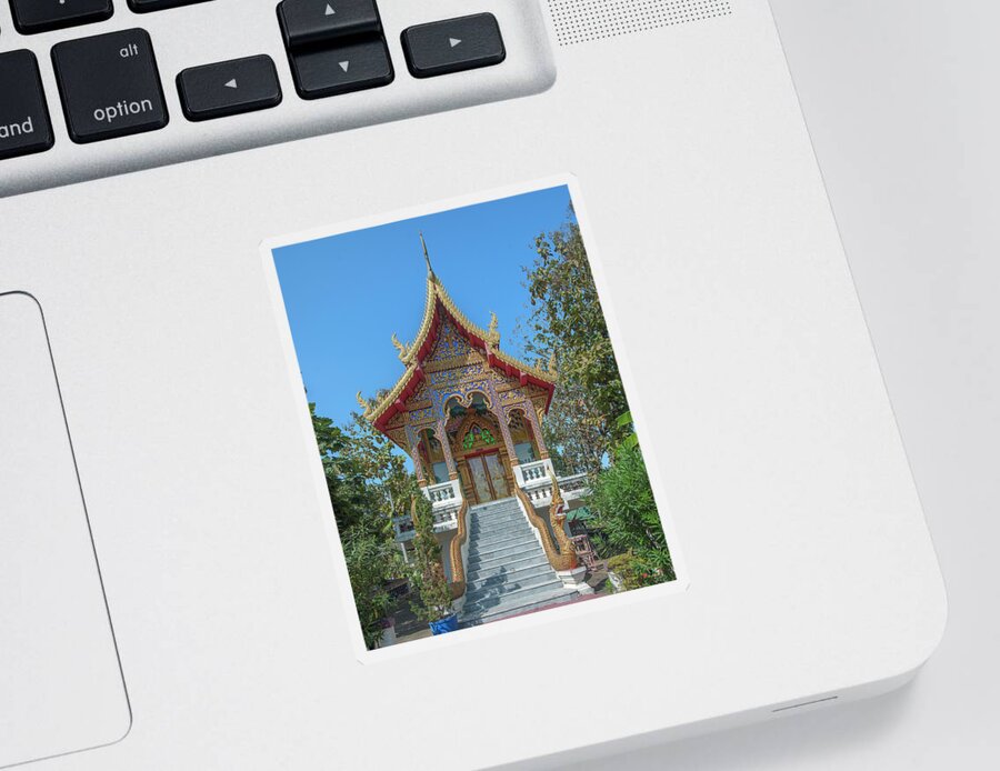 Scenic Sticker featuring the photograph Wat Rong Sao Phra Ubosot DTHLU0164 by Gerry Gantt