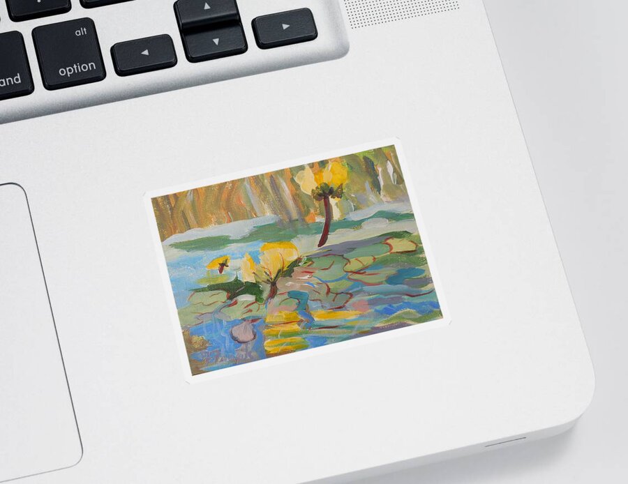 Water Lilies Sticker featuring the painting Water Lilies by Francine Frank