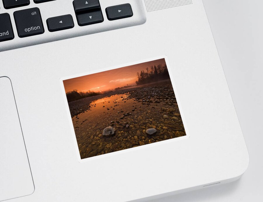 Landscape Sticker featuring the photograph Water on Mars by Davorin Mance