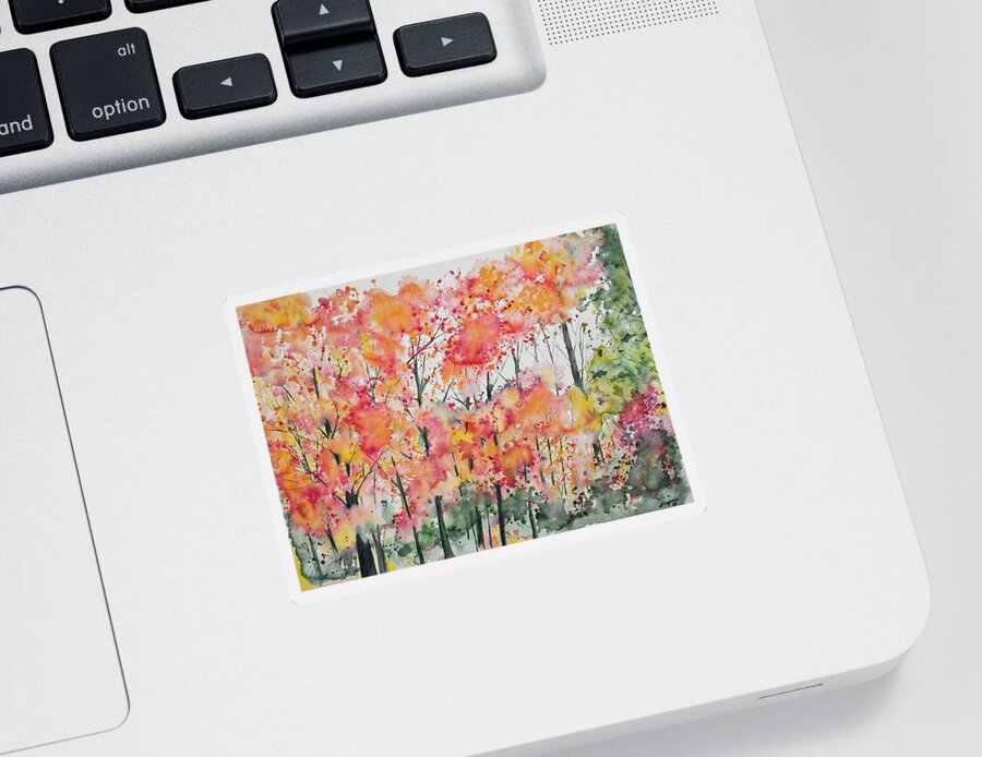 Forest Sticker featuring the painting Watercolor - Autumn Forest by Cascade Colors