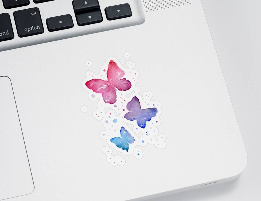 Watercolor Sticker featuring the painting Watercolor Butterflies by Olga Shvartsur