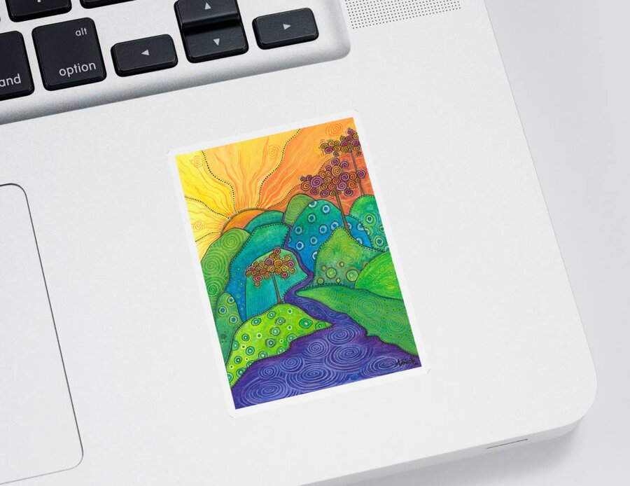 Nature Sticker featuring the painting Waterfall of Hope by Tanielle Childers