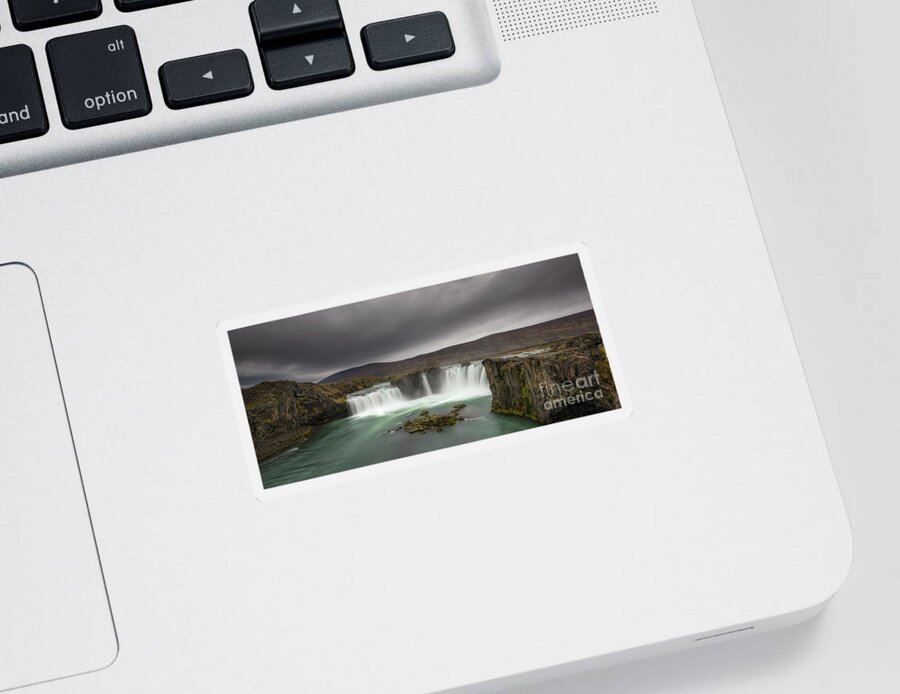Godafoss Sticker featuring the photograph Waterfall Of The Gods Panorama by Michael Ver Sprill