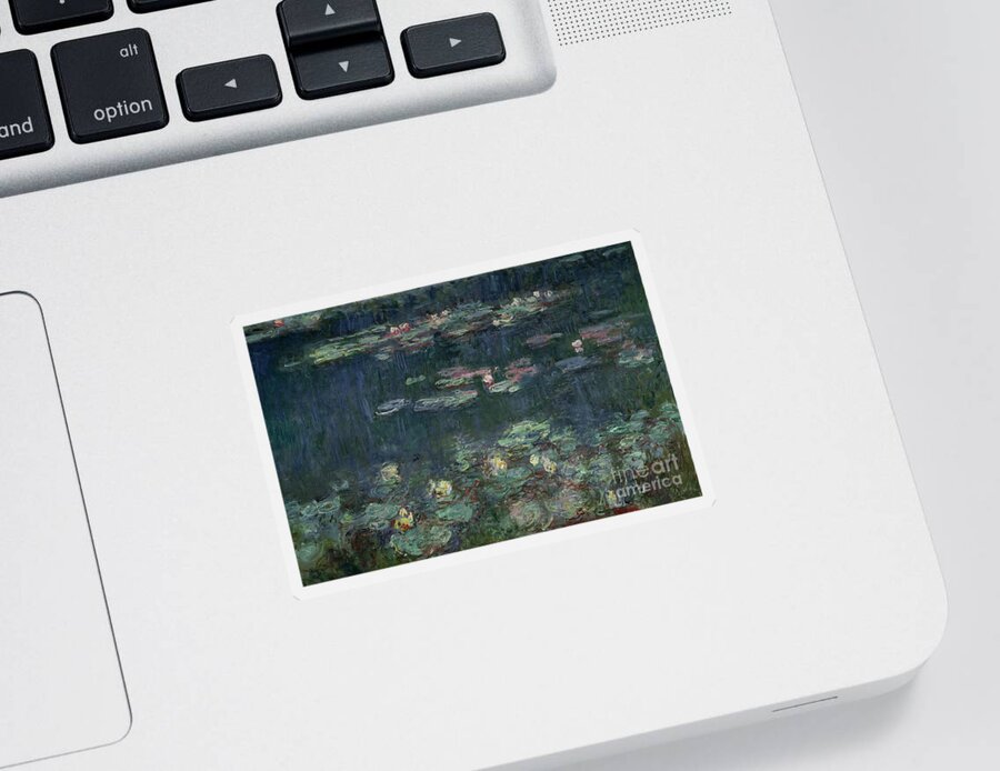 Monet Sticker featuring the painting Waterlilies Green Reflections by Claude Monet