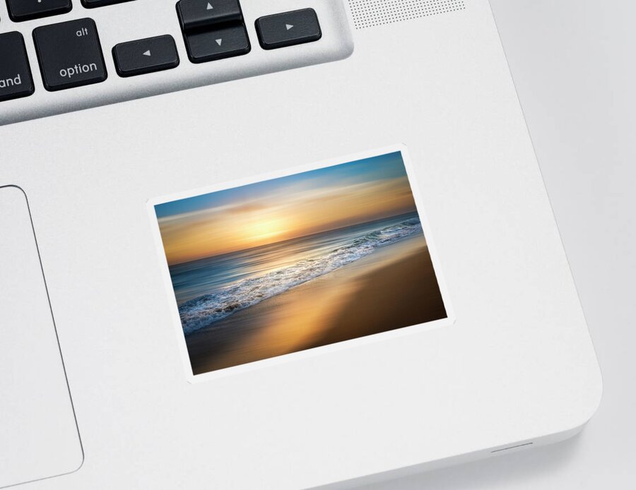 Clouds Sticker featuring the photograph Waves on a Dreamy Morning by Debra and Dave Vanderlaan