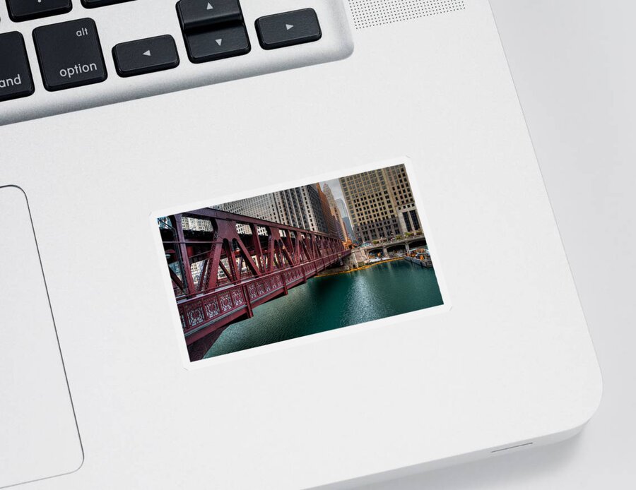 Chicago Sticker featuring the photograph Well Street Bridge, Chicago by Nisah Cheatham