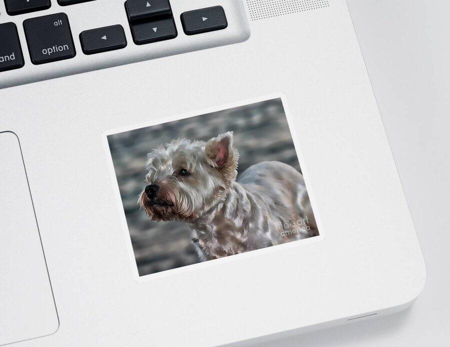 Dog Sticker featuring the photograph Westie Love by Clare Bevan