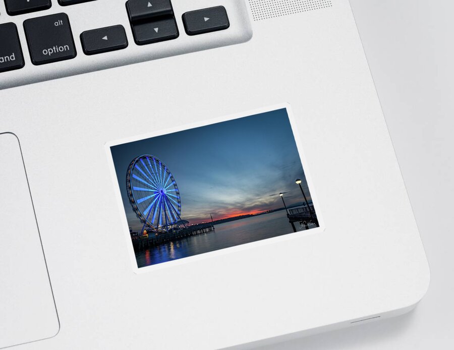 Usa Sticker featuring the photograph Wheel on the Pier by Framing Places