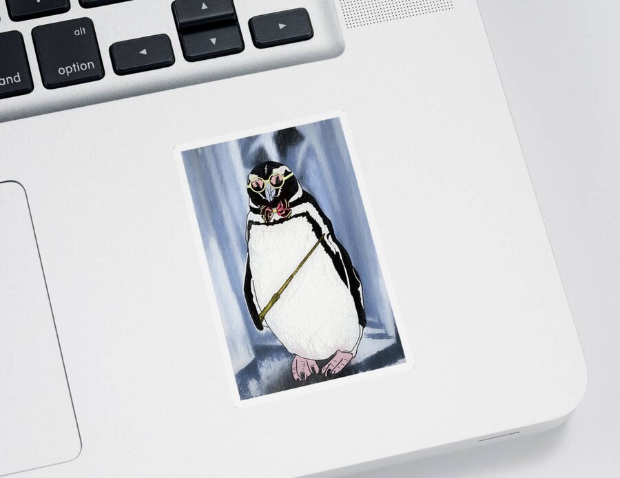 Penguins Sticker featuring the digital art When Penguins Apply to Hogwarts by John Haldane