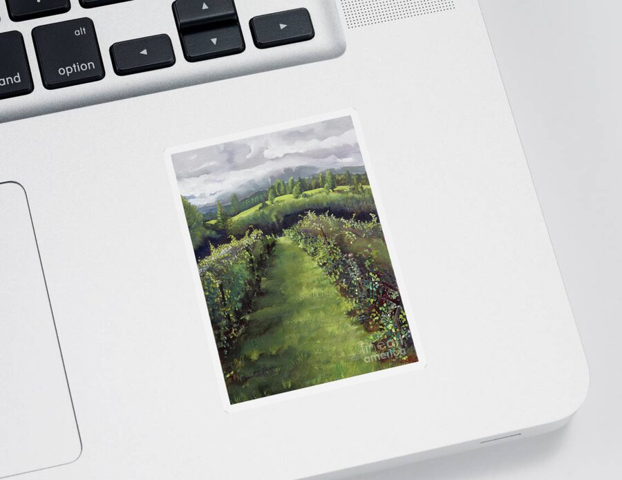Ott Farms And Vineyards Sticker featuring the painting The Day the World Stood Still - Otts Farms and by Jan Dappen