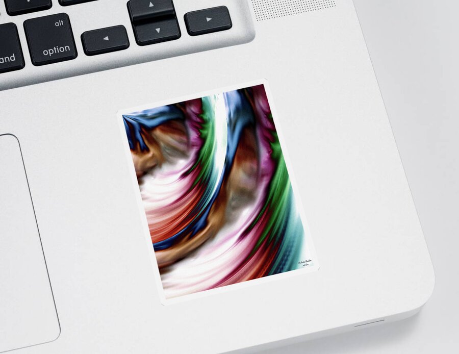 Flow Sticker featuring the digital art Whirlwind Rainbow Golden Snow by Rolando Burbon