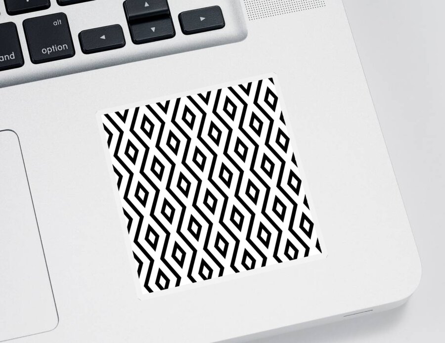 White And Black Sticker featuring the mixed media White and Black Pattern by Christina Rollo