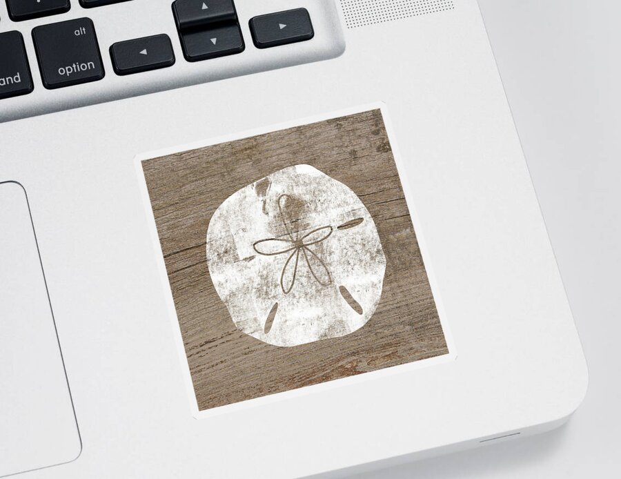 Wood Sticker featuring the mixed media White Sand Dollar- Art by Linda Woods by Linda Woods