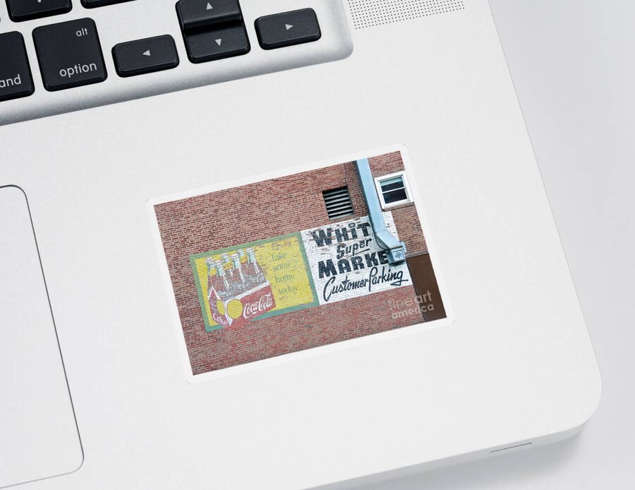 Supermarket Sticker featuring the photograph White Super Market Sign by Catherine Sherman