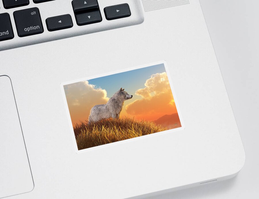 White Wolf Sticker featuring the digital art White Wolf by Daniel Eskridge