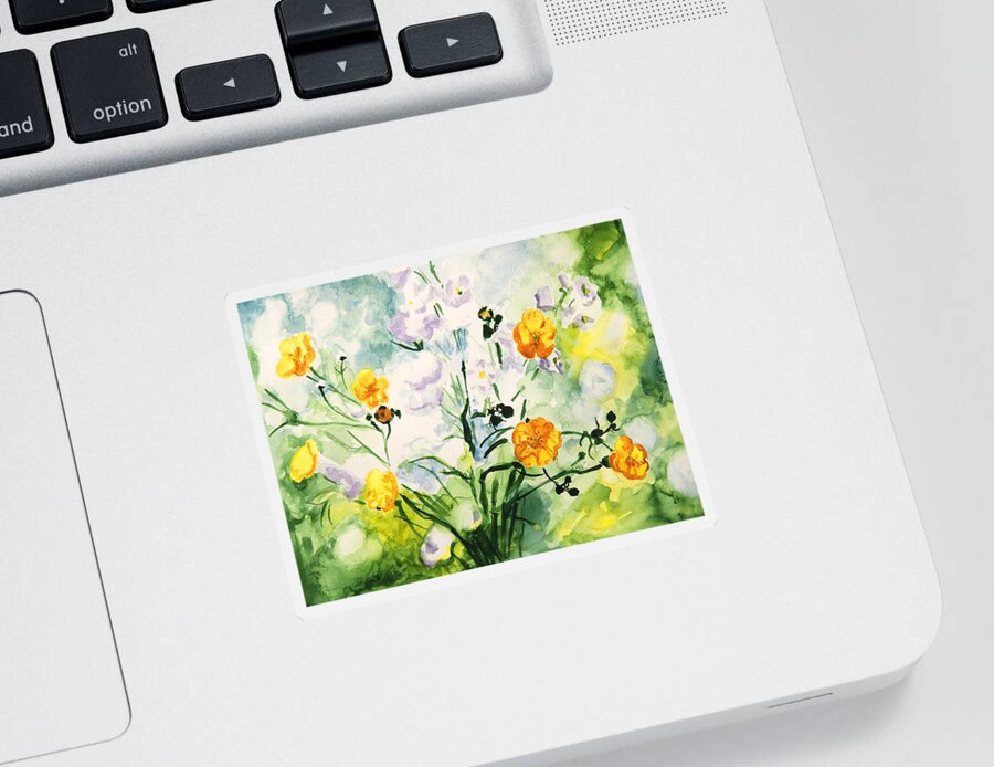 Flower Sticker featuring the painting Wild Flowers by Masha Batkova