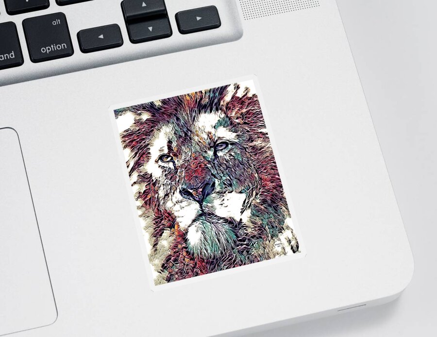 Digital Art Sticker featuring the digital art Wild King by Artful Oasis