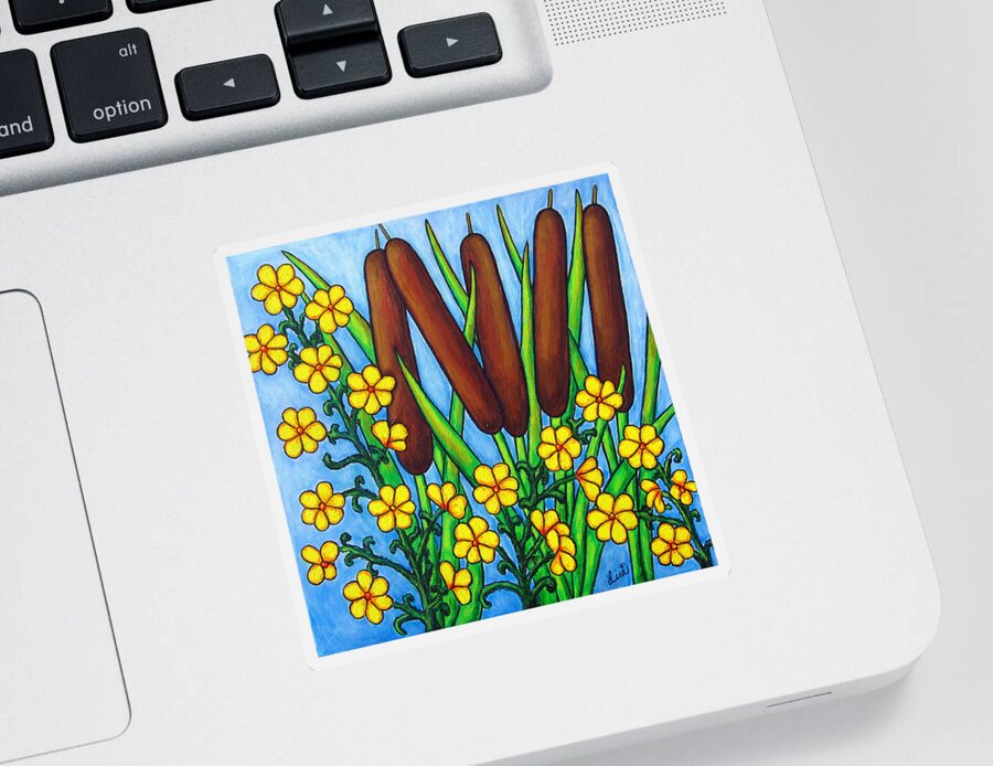 Cat Tails Sticker featuring the painting Wild Medley by Lisa Lorenz