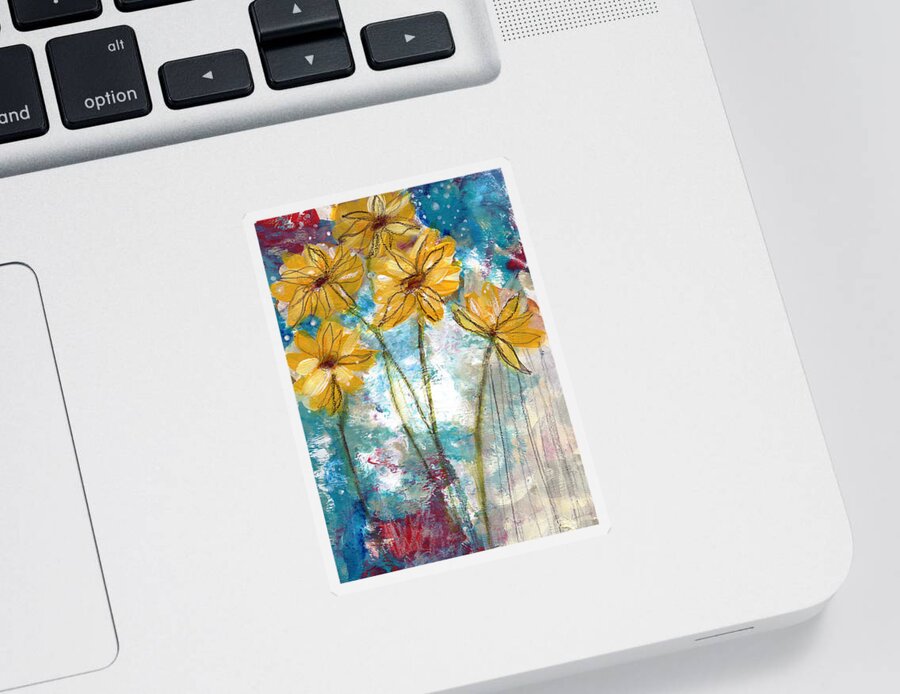 Sunflowers Sticker featuring the painting Wild Sunflowers- Art by Linda Woods by Linda Woods